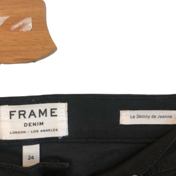Frame Denim Le Skinny De Jeanne Black Gold Zipper Legs 24 - Picture 4 of 13